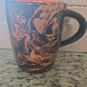 Disney Store Mickey Mouse Halloween Coffee Mug Black Orange Spooky Scene